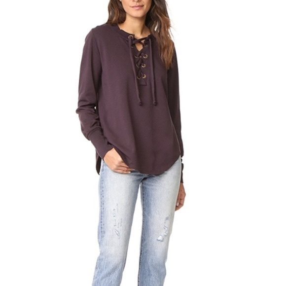 Young Fabulous & Broke Noelle Lace Up Sweatshirt size Small Purple - Picture 1 of 9